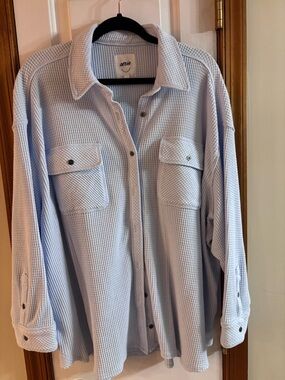 EUC Aerie LumberJane Light Blue Waffle Button-Up Shirt XL